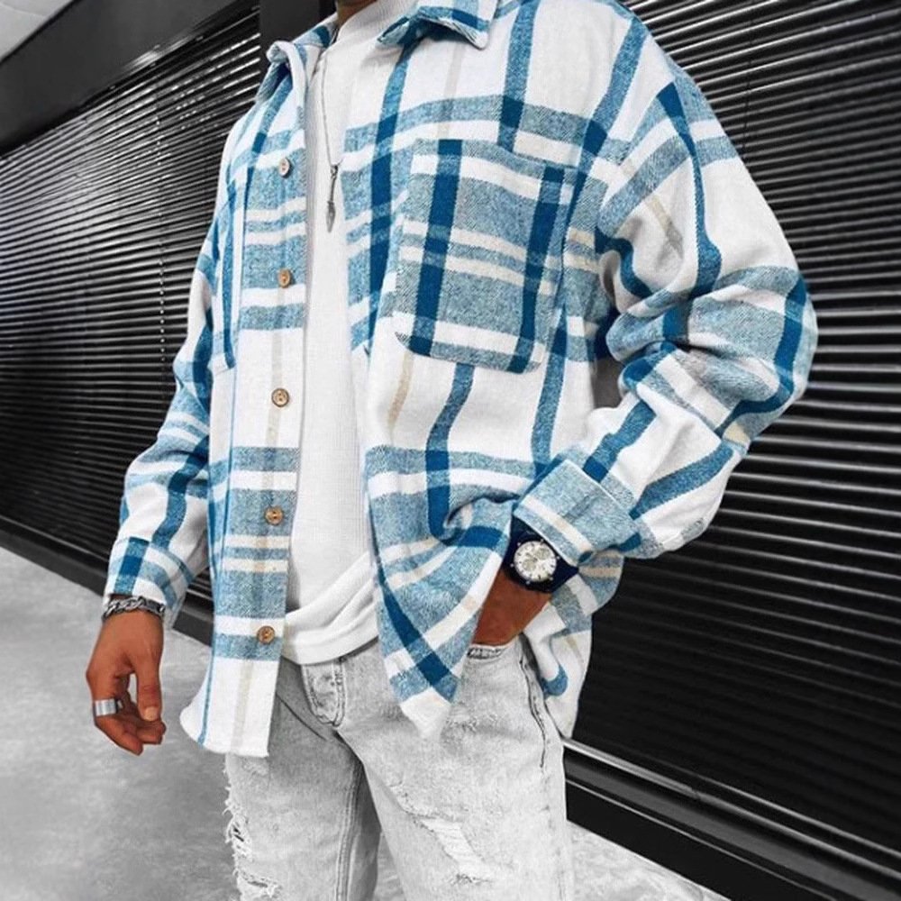 Mens Color-Block Digital Print Floral Cardigan Jacket Coat - Image 3