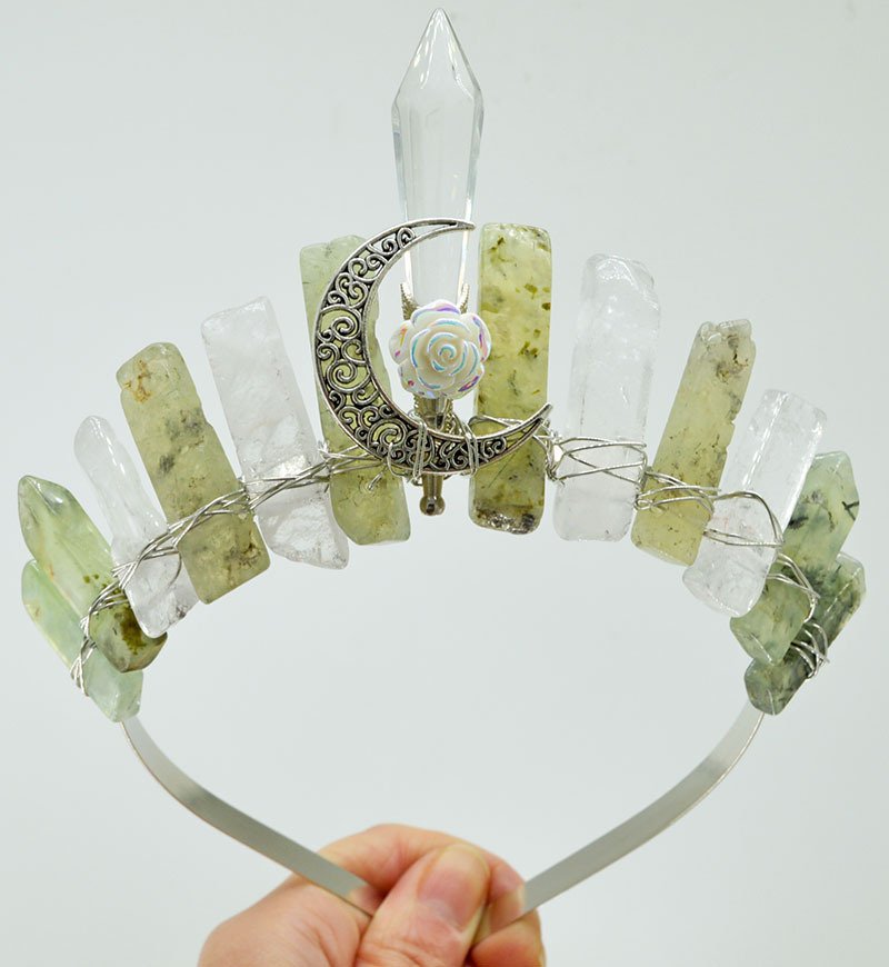 Natural Crystal Column Handmade Crown Hair Accessories - Image 7