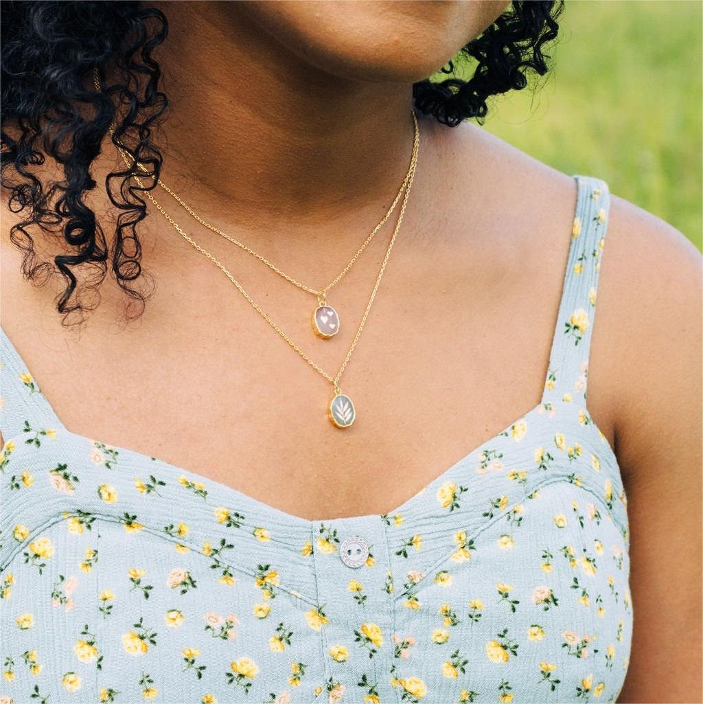 Natural Stone Gem Necklace Butterfly Star Moon Love - Image 3