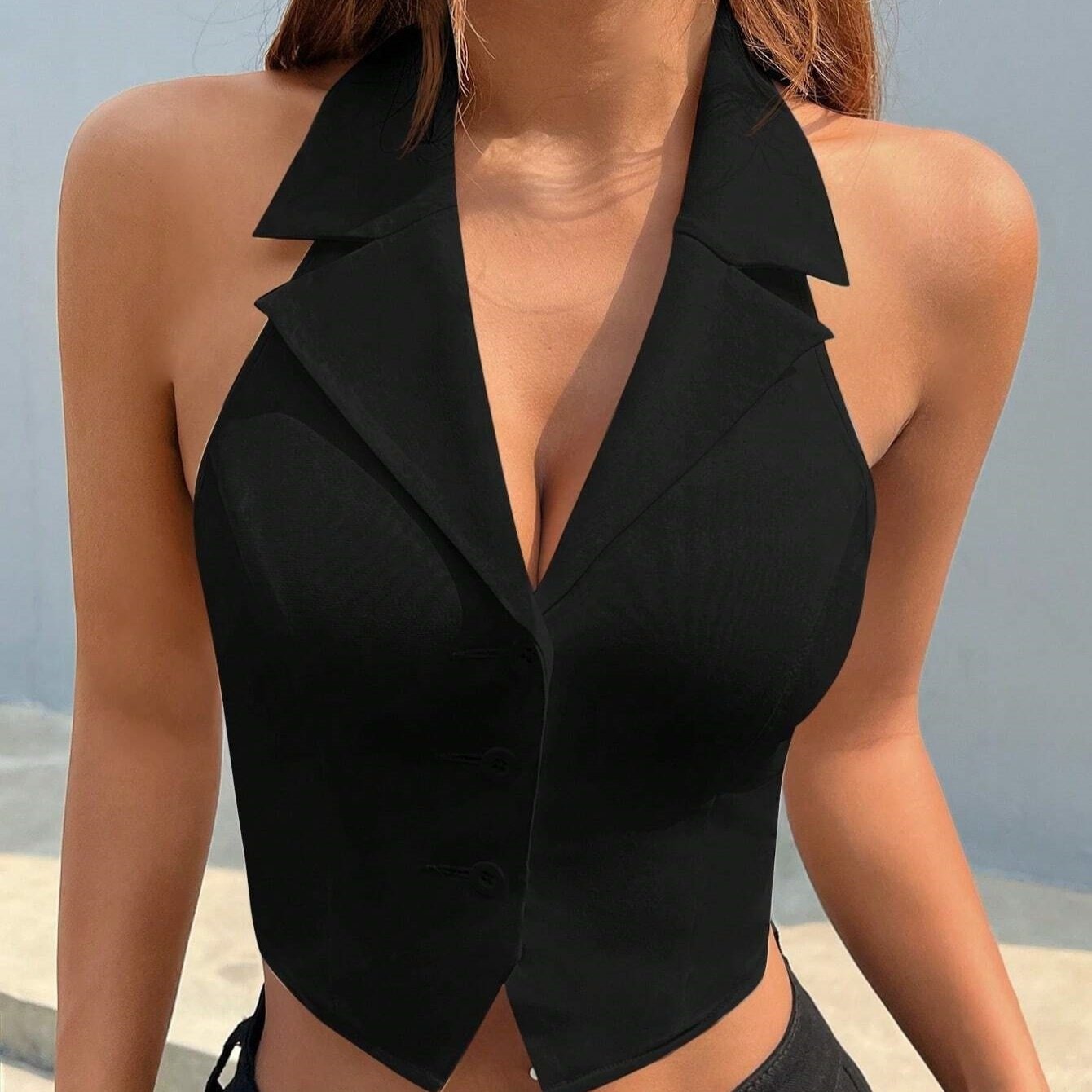 Women's V-neck Halter Vest Top - Image 4