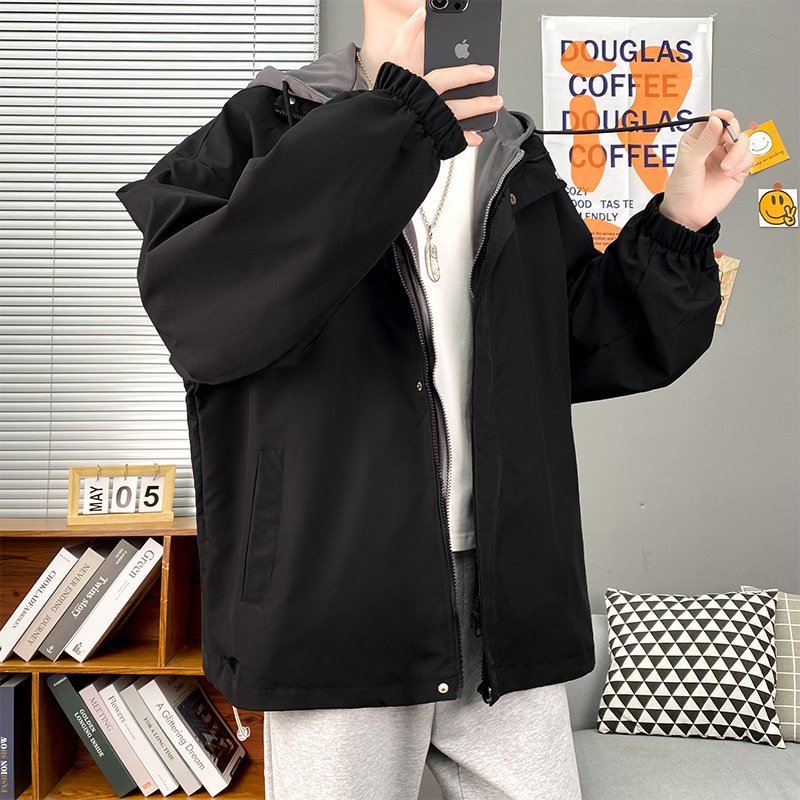 Mens Slim-Fit Hooded Jacket Korean-Style Trendy - Image 3