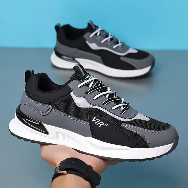 Men's Color Block Mesh Shoes Fashion Casual Lace-up Sneakers Outdoor Breathable Running Sports Shoes - Image 10