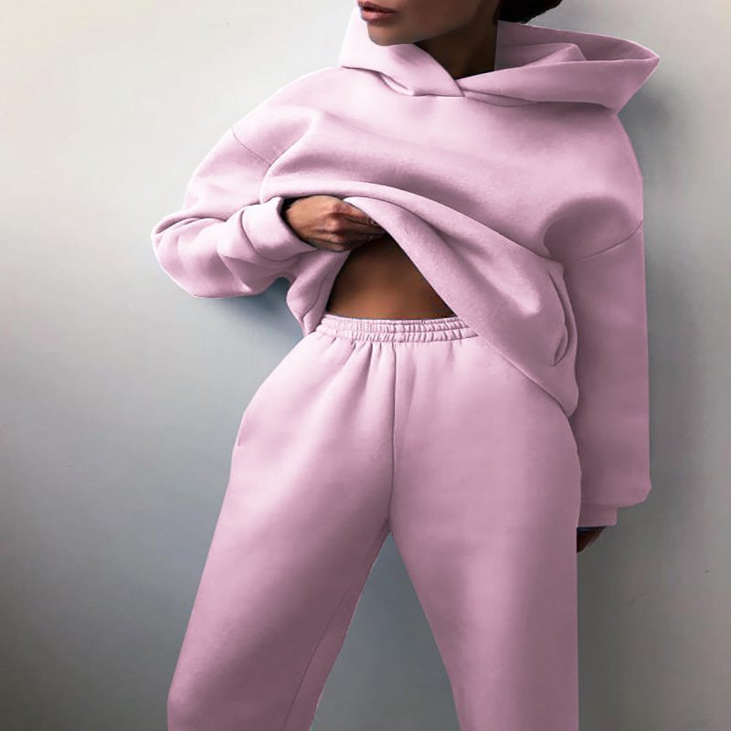 Women's Casual Hooded Sweater Two-piece Suit Clothes Hoodie Tracksuit - Image 9