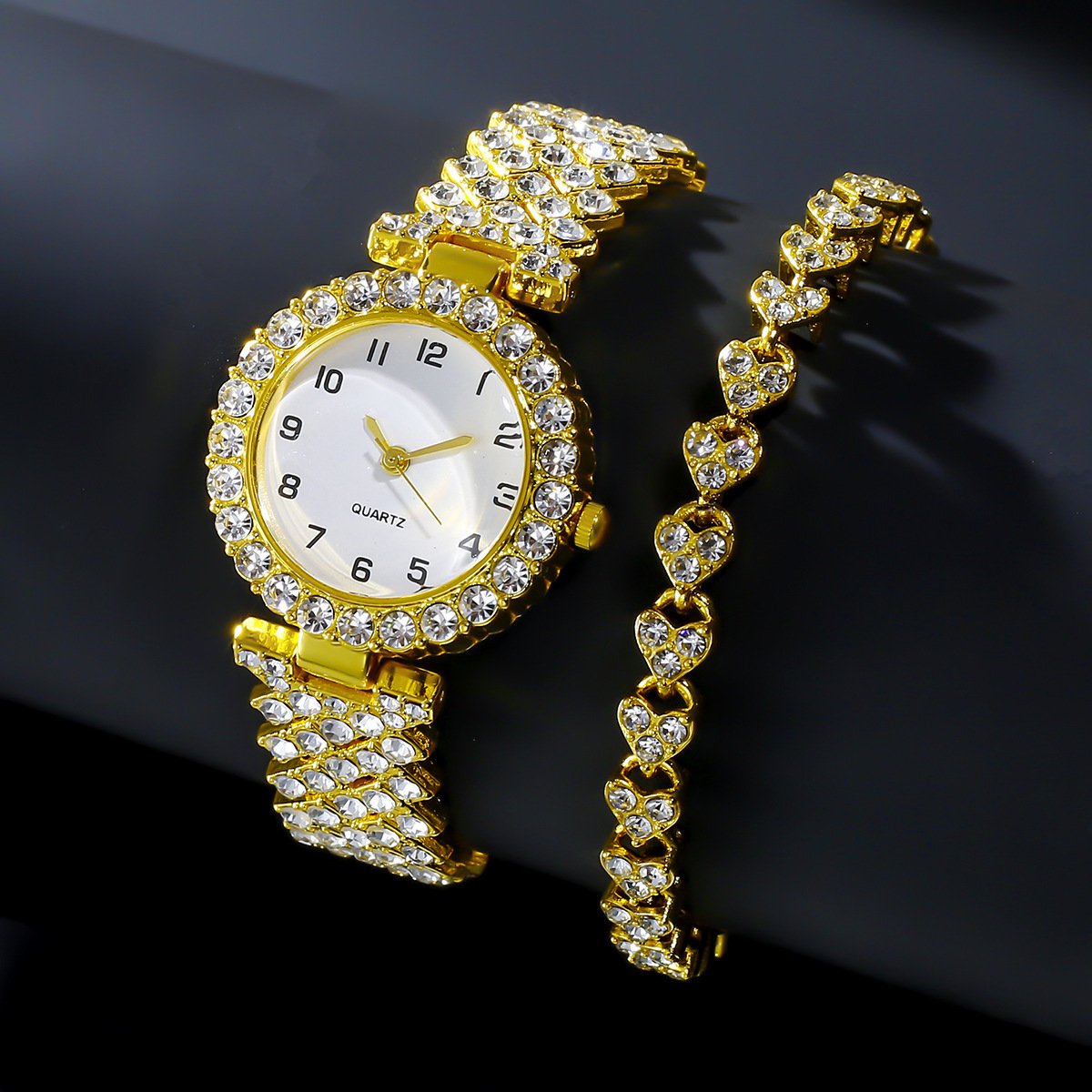 Fashion Jewelry 2pcs Luxury Fashion Women Watch Set Silver Strap Ladies Quartz Wristwatch Alloy Bracelet For Ladies Jewelry Set Clock Gift - Image 3