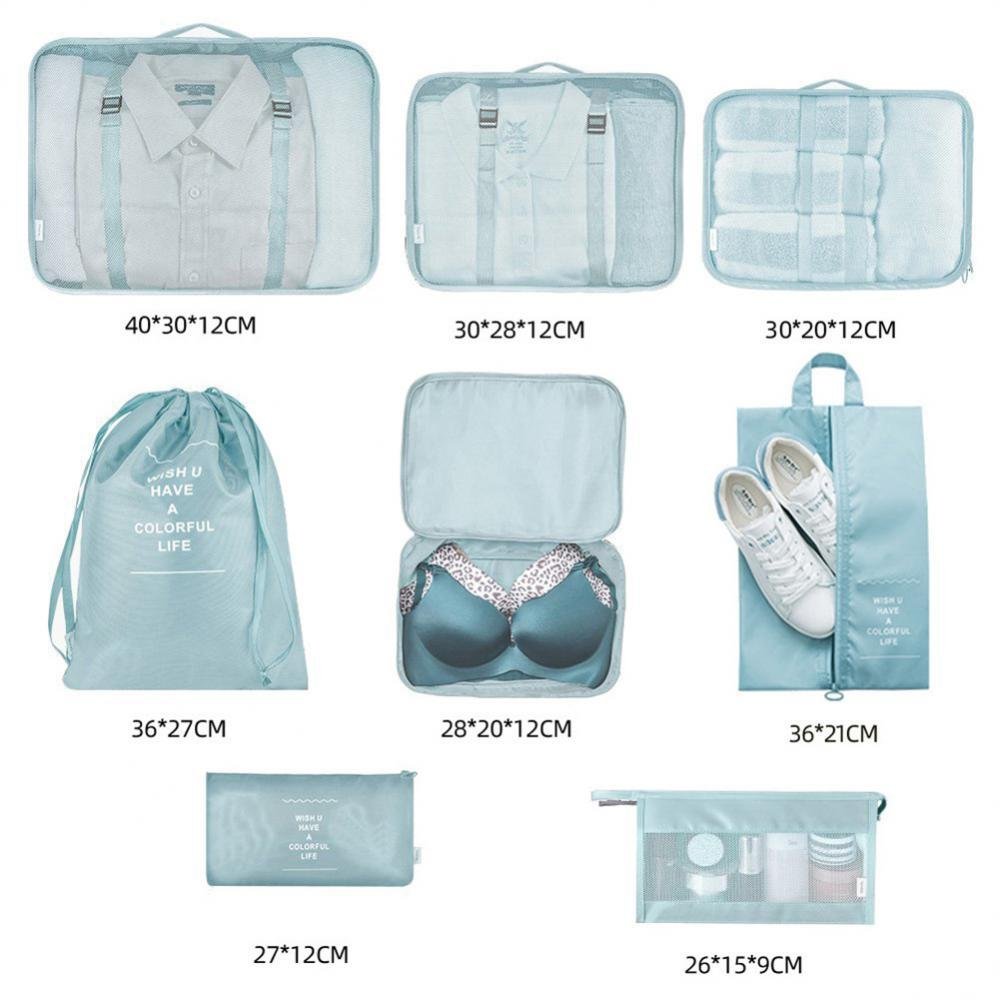 8-piece Set Luggage Divider Bag Travel Storage Clothes Underwear Shoes Organizer Packing Cube Bag - Image 4