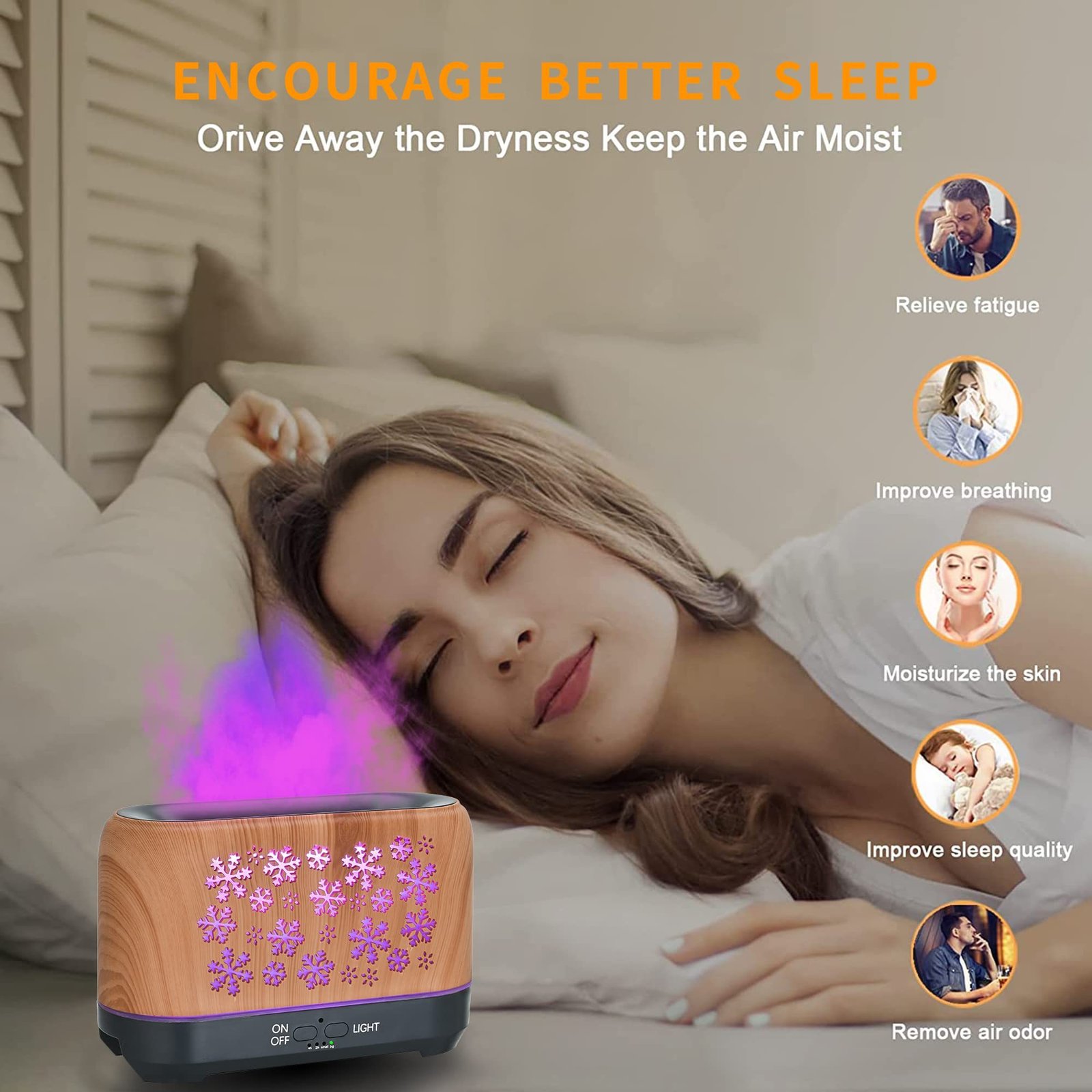 Christmas Snowflake Pattern Humidifier Household Colorful Aromatherapy Humidifier Atmosphere Colorful Diffuser - Image 3