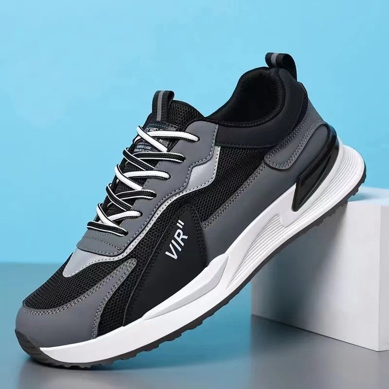 Men's Color Block Mesh Shoes Fashion Casual Lace-up Sneakers Outdoor Breathable Running Sports Shoes - Image 7