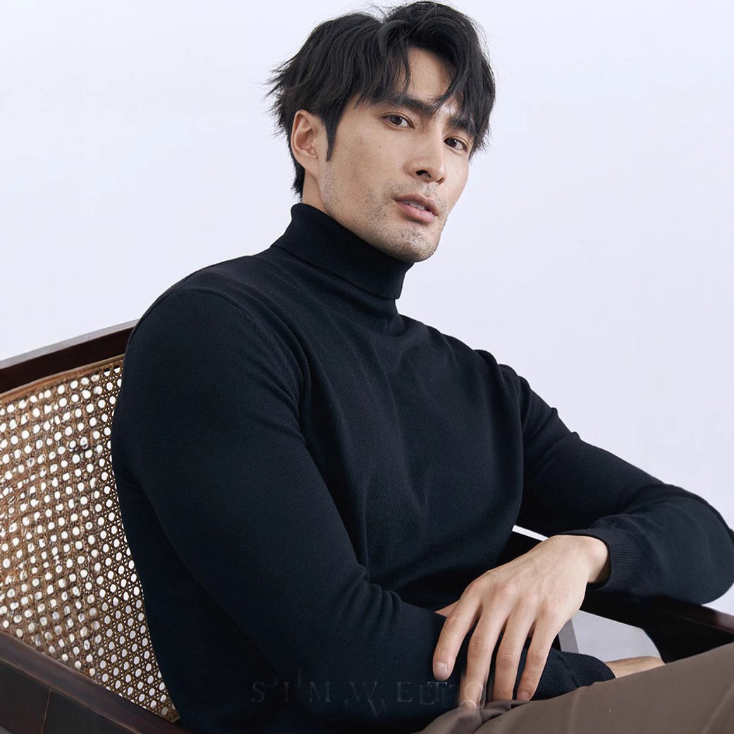 Turn-down Turtleneck Core-spun Knit Sweater For Men Rugged Style - Image 5