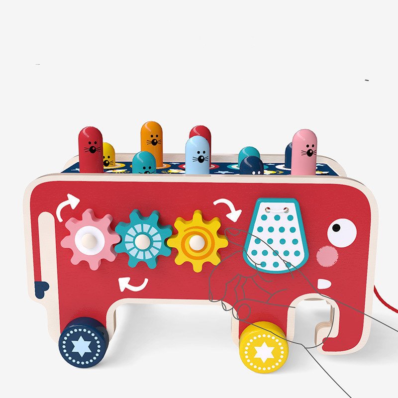 Montessori Toddlers Kids Wooden Pounding Bench Animal Bus Toys Early Educational Set Gifts For Children Toy Musical Instrument - Image 4