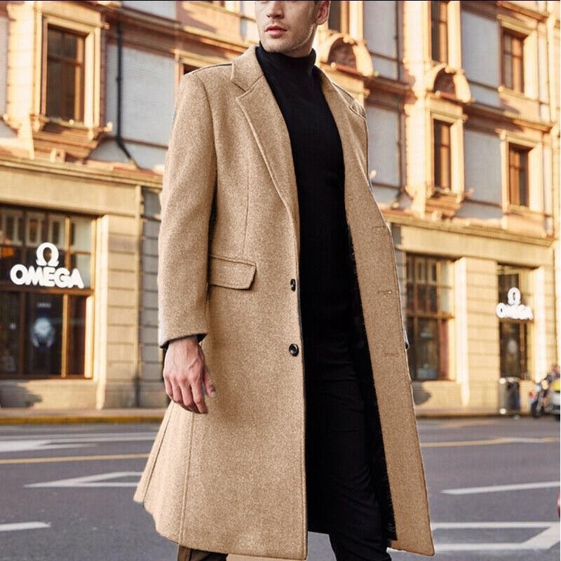 Men's Long Trench Coat Woolen Coat - Image 4