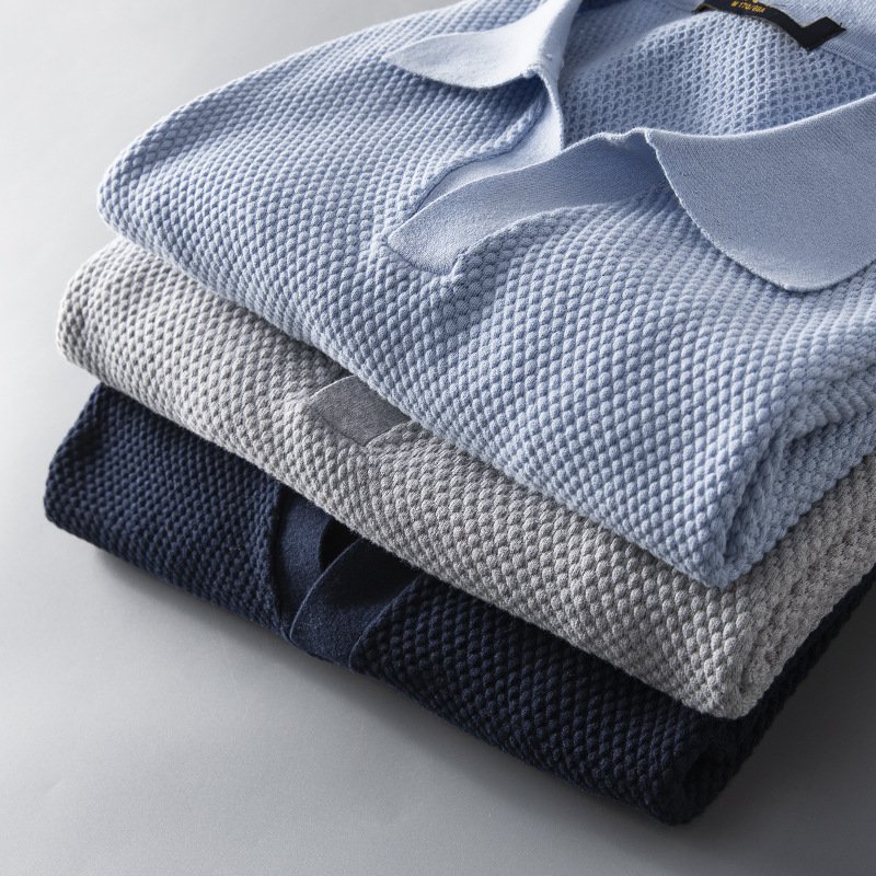 Men's V Knit Lapel Short Sleeve Top - Image 7