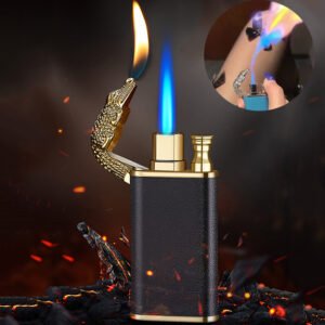 Creative Blue Flame Lighter Dolphin Dragon Tiger Double Fire Metal Winproof Lighter Inflatable Lighter