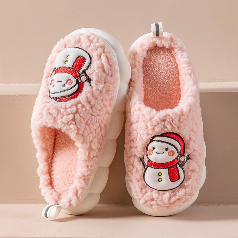 Cute Snowman Slippers Winter Indoor Household Warm Plush Thick-Soled Anti-slip Couple Home Slipper Soft Floor Bedroom House Shoes - Image 9