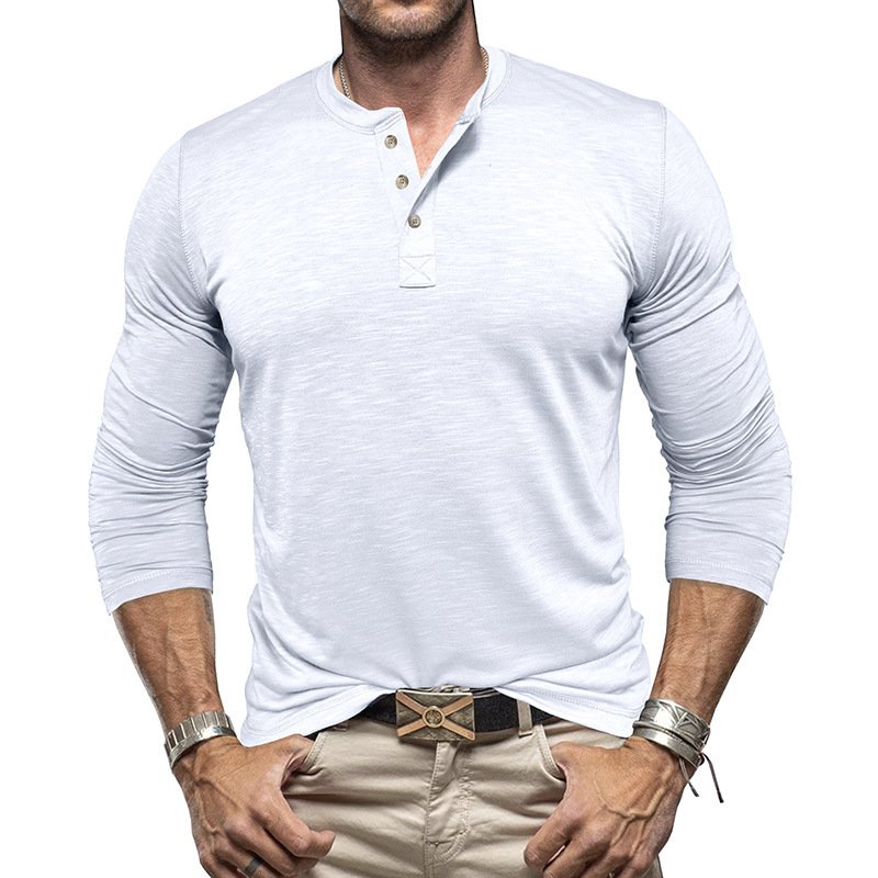 Men's Long-sleeved Henry Collar T-shirt - Image 6