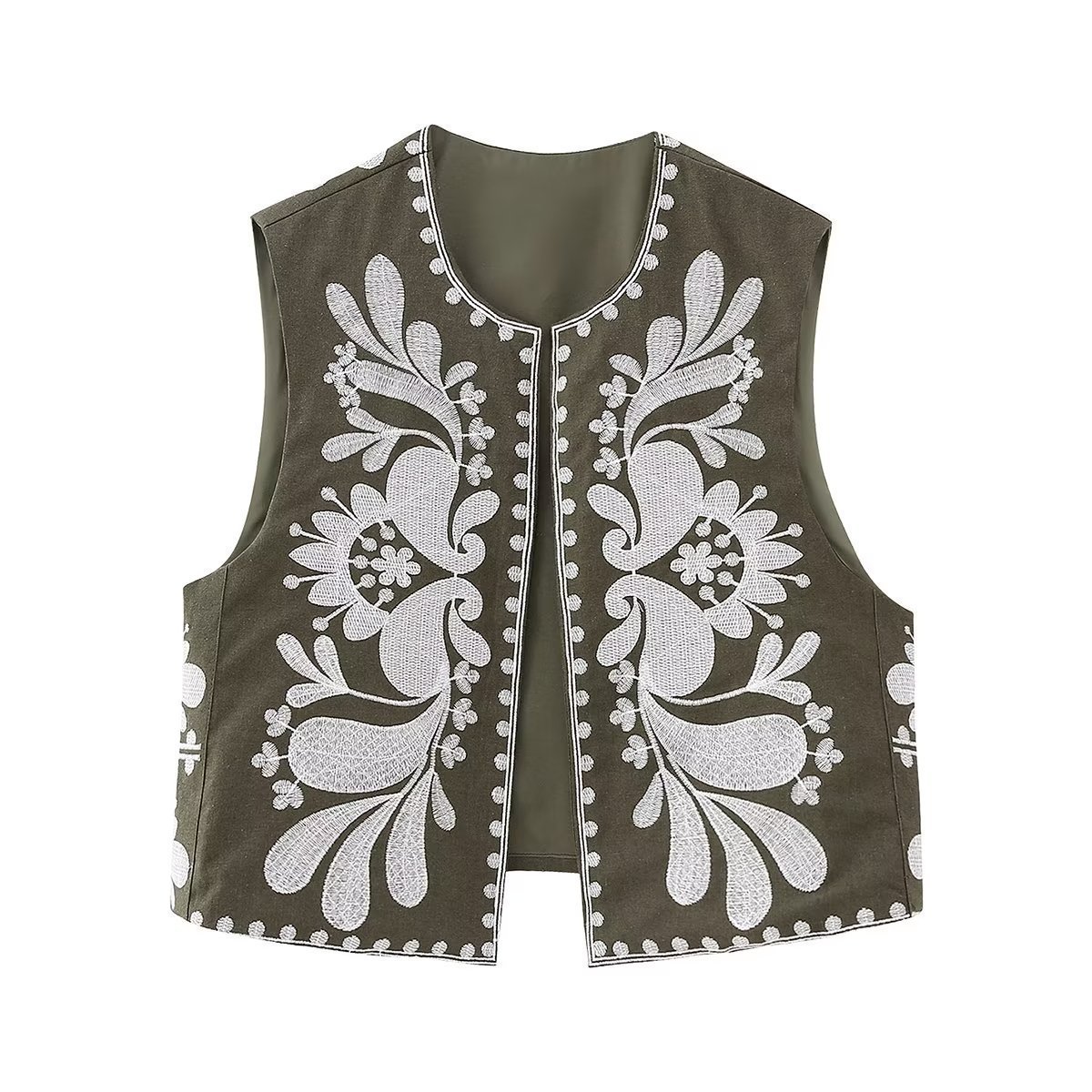 European And American Women's Clothing Sleeveless Embroidered Vest Women's Top - Image 4
