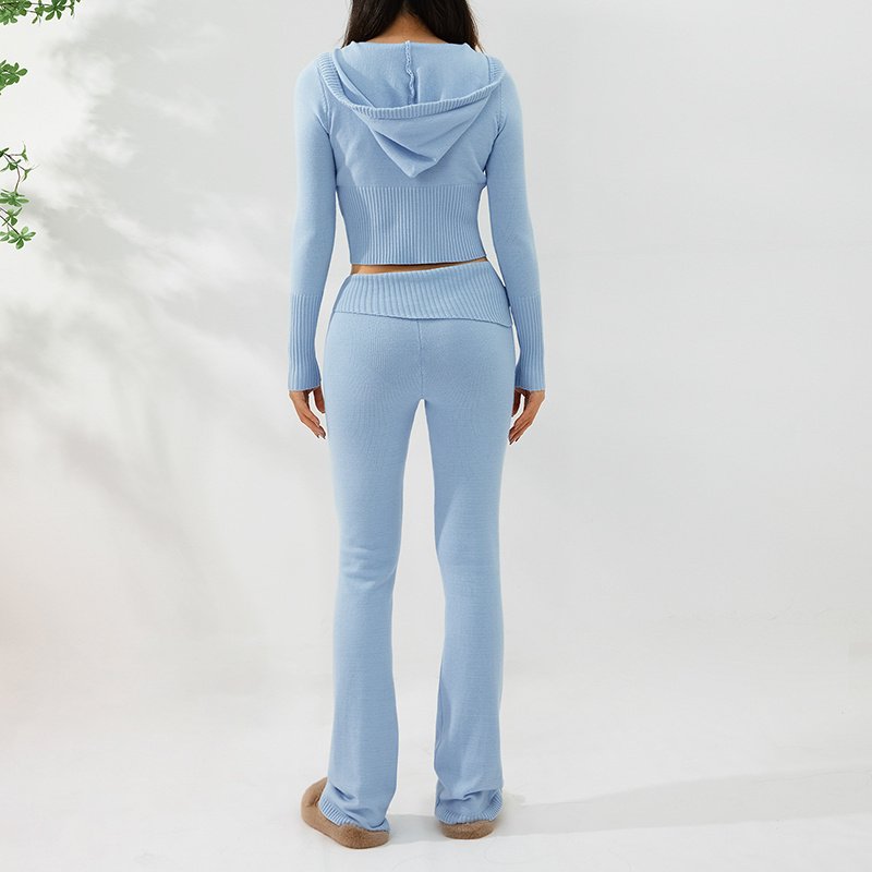 Hoodie Suit Sports Leisure Sexy Zip Long Sleeve Sweater And High Waist Long Pants Set Women's Clothing - Image 3