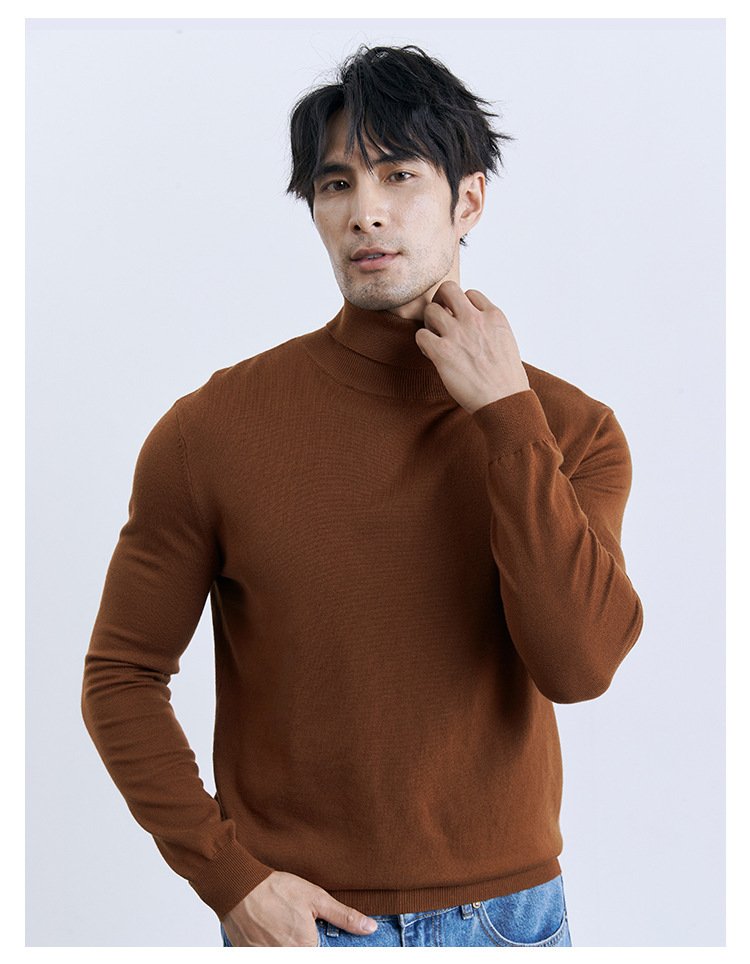 Turn-down Turtleneck Core-spun Knit Sweater For Men Rugged Style - Image 9