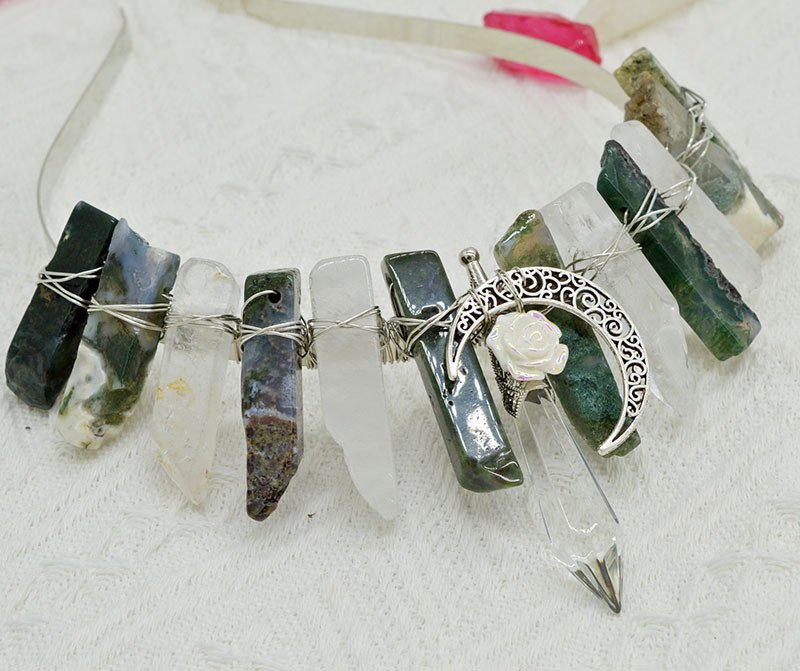 Natural Crystal Column Handmade Crown Hair Accessories - Image 8