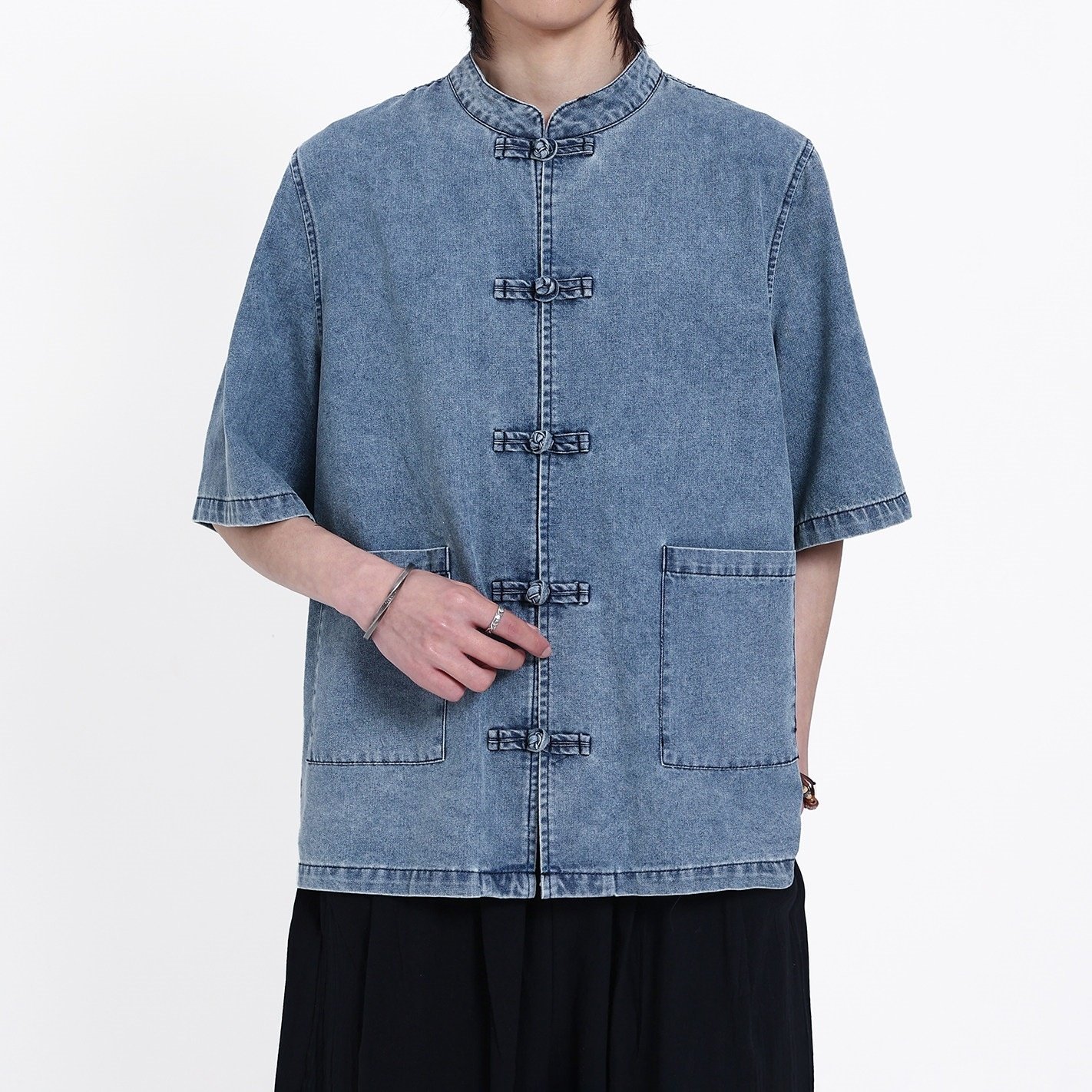 Mens Trendy HanfuTang Suit Shirt New Chinese Style Pre-washed - Image 4