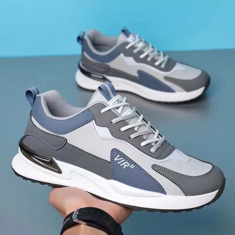 Men's Color Block Mesh Shoes Fashion Casual Lace-up Sneakers Outdoor Breathable Running Sports Shoes - Image 2