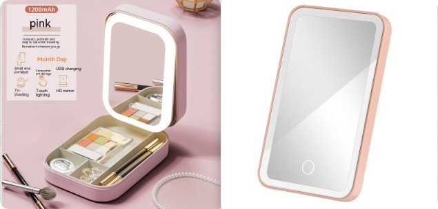 Makeup Storage Box With LED Light Mirror Portable Travel Makeup Cosmetics Storage Box Touch Light Storage Organizer - Image 7