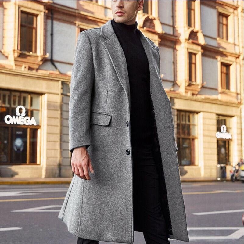 Men's Long Trench Coat Woolen Coat - Image 3