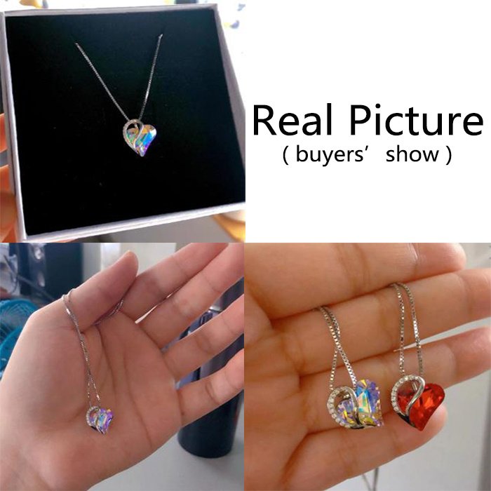 925 Sliver Heart Shaped Geometric Necklace Jewelry Women's Clavicle Chain Valentine's Mothers Day Gift - Image 4