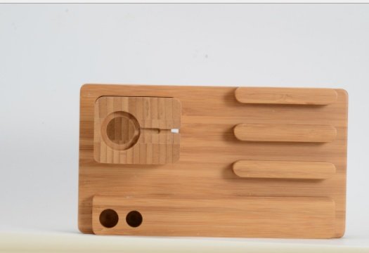 Compatible with Apple , Bamboo, wood andMobile applewatch bracket charging wooden bracket multi-function flat cell phone base - Image 3