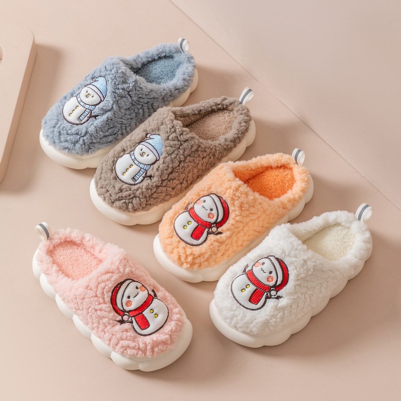 Cute Snowman Slippers Winter Indoor Household Warm Plush Thick-Soled Anti-slip Couple Home Slipper Soft Floor Bedroom House Shoes - Image 7