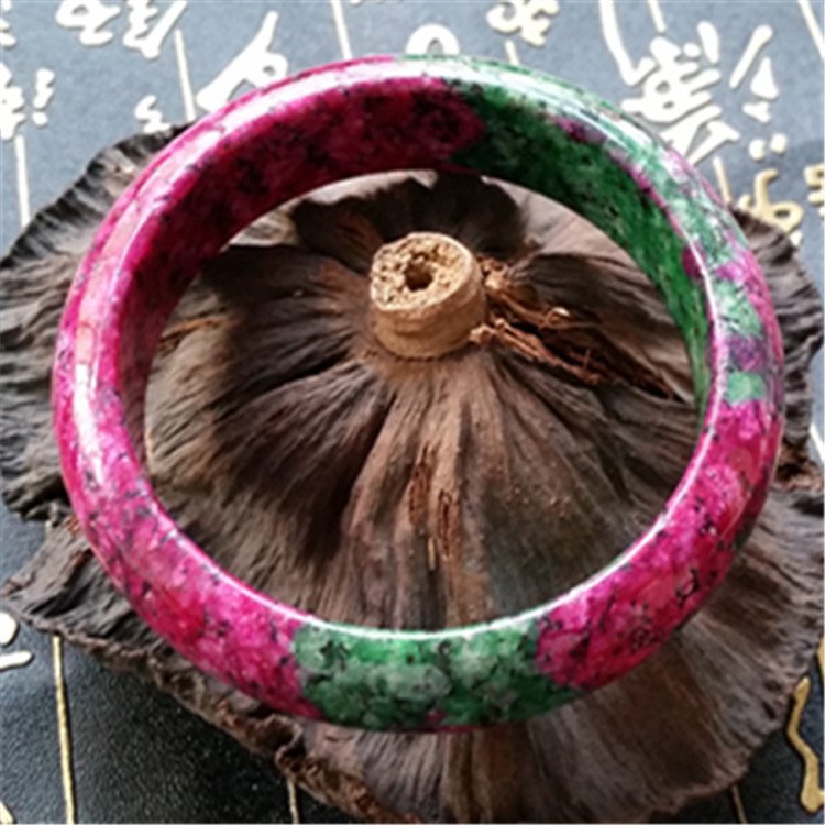 Jade Peach Blossom Jade Seiko Polished Plum Blossom Jade Red And Green Treasure Peach Blossom Jade Bracelet - Image 2