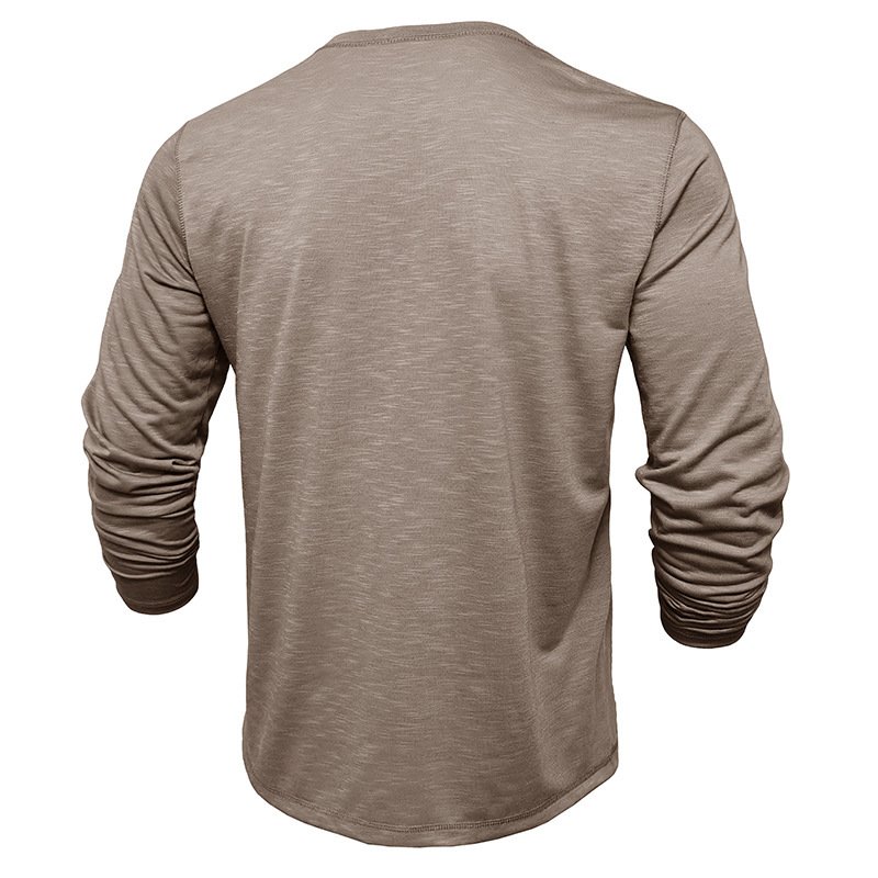 Men's Long-sleeved Henry Collar T-shirt - Image 4