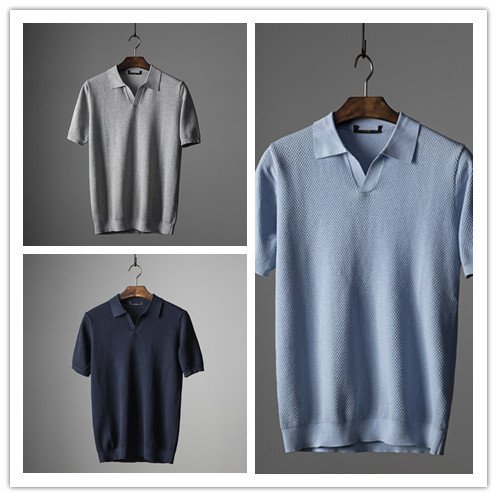 Men's V Knit Lapel Short Sleeve Top - Image 8