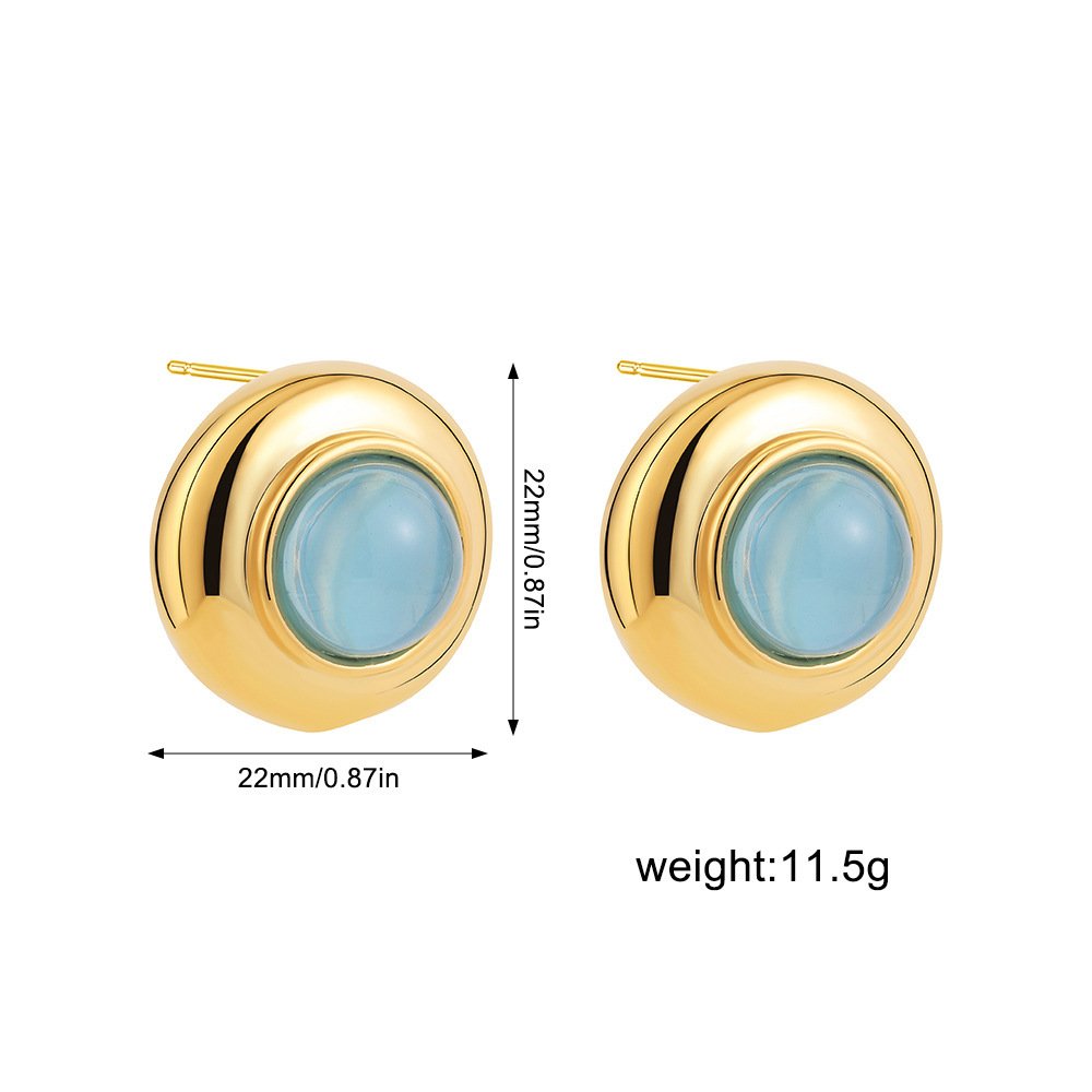 Middle Ancient Gem Opal Big Ear Stud Natural Stone Atmosphere - Image 10