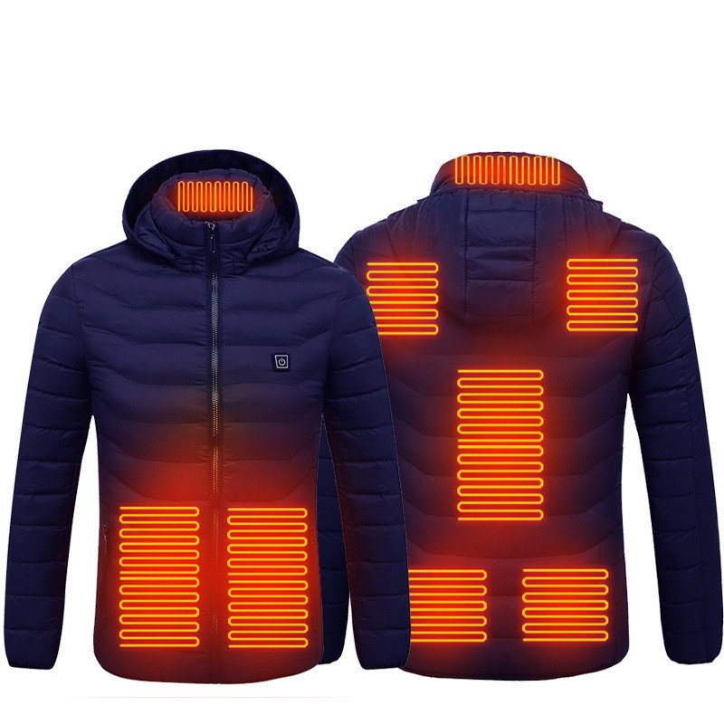 Men Heated Puffer Jacket Electric Heating Coat Insulated Hood Windbreaker - Image 3