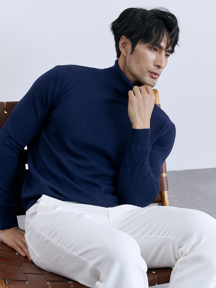 Turn-down Turtleneck Core-spun Knit Sweater For Men Rugged Style - Image 8