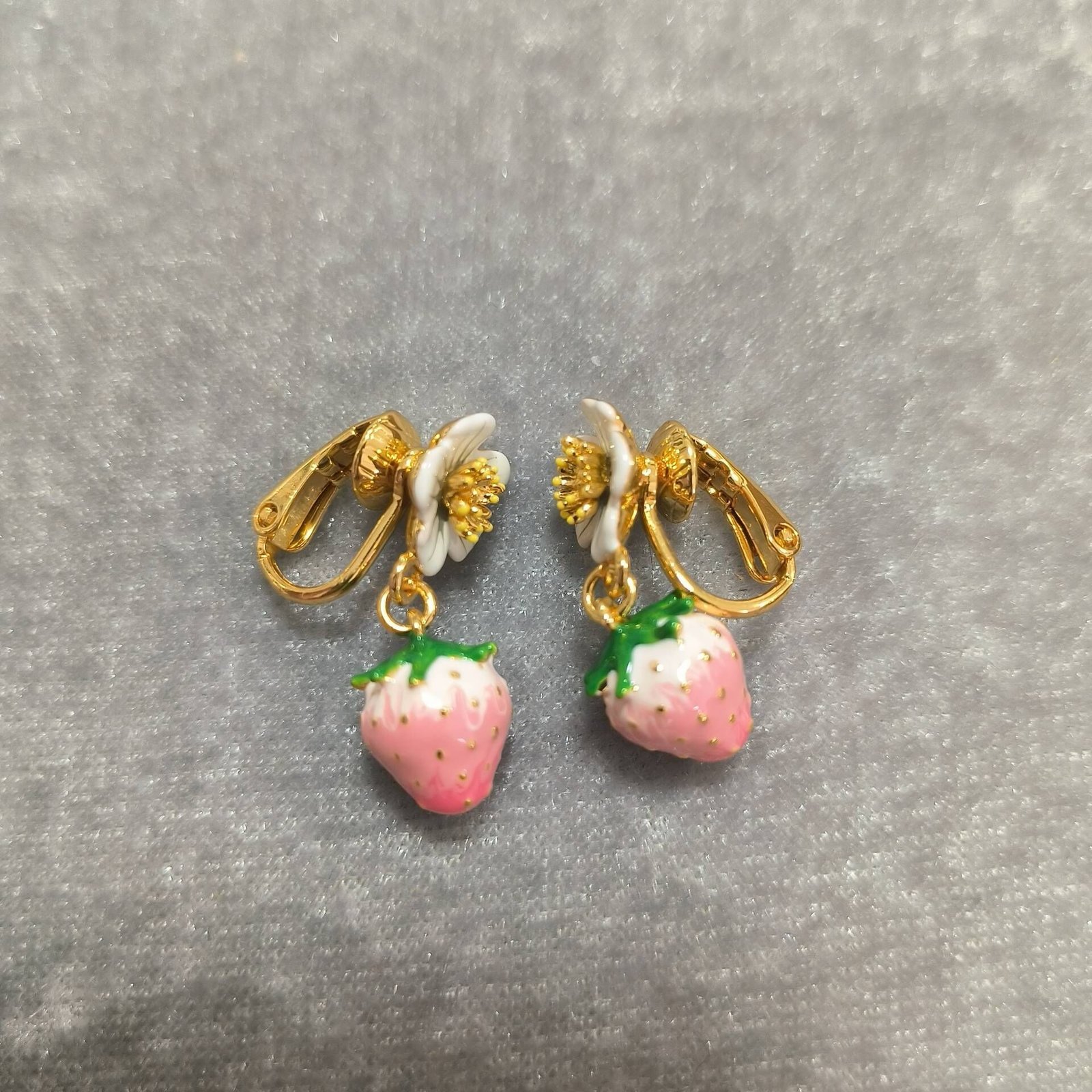 Enamel Strawberry Silver Needle Earrings For Women - Image 7