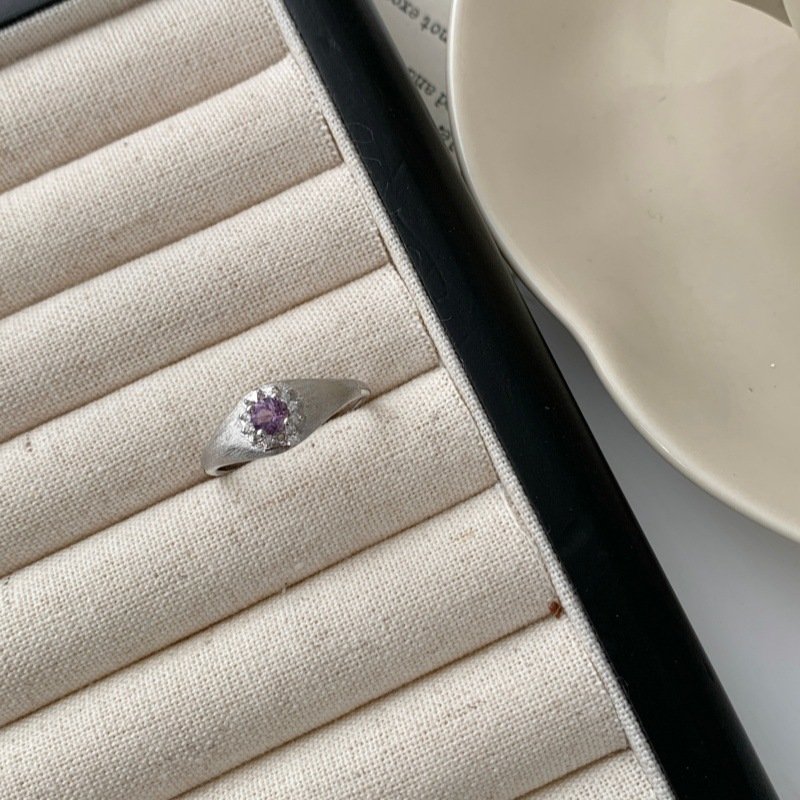 Brushed Round Stone Color Gem Open Ring For Women, Luxury Ins Style Niche Design, High-End Adjustable Index Finger Ring, Multi-color Options - Image 5
