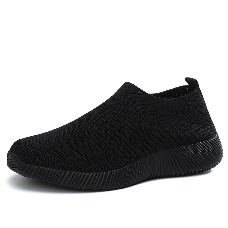 Flying Knit Sneakers Men's Mesh White Shoes Black Casual Sneakers - Image 9