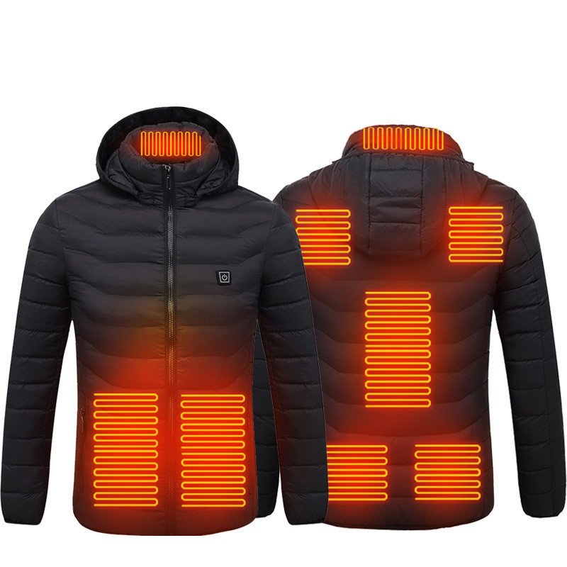 Men Heated Puffer Jacket Electric Heating Coat Insulated Hood Windbreaker - Image 8
