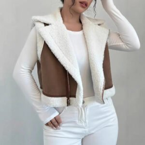 Western Style Light Fur Integrated Lamb Wool Vest