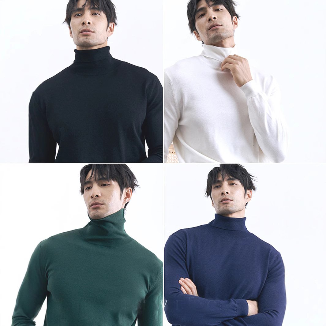 Turn-down Turtleneck Core-spun Knit Sweater For Men Rugged Style - Image 2