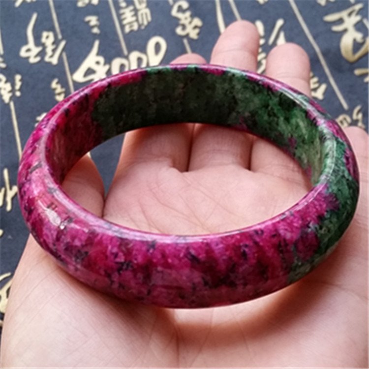 Jade Peach Blossom Jade Seiko Polished Plum Blossom Jade Red And Green Treasure Peach Blossom Jade Bracelet - Image 4