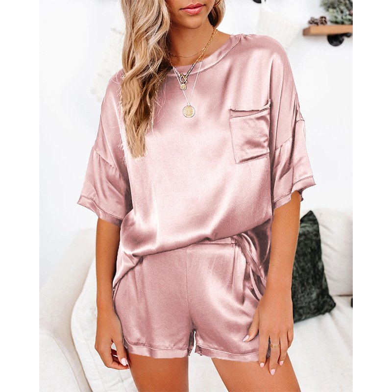 Pajama Set Short Sleeve Sleepwear Women Home Clothing - Image 3