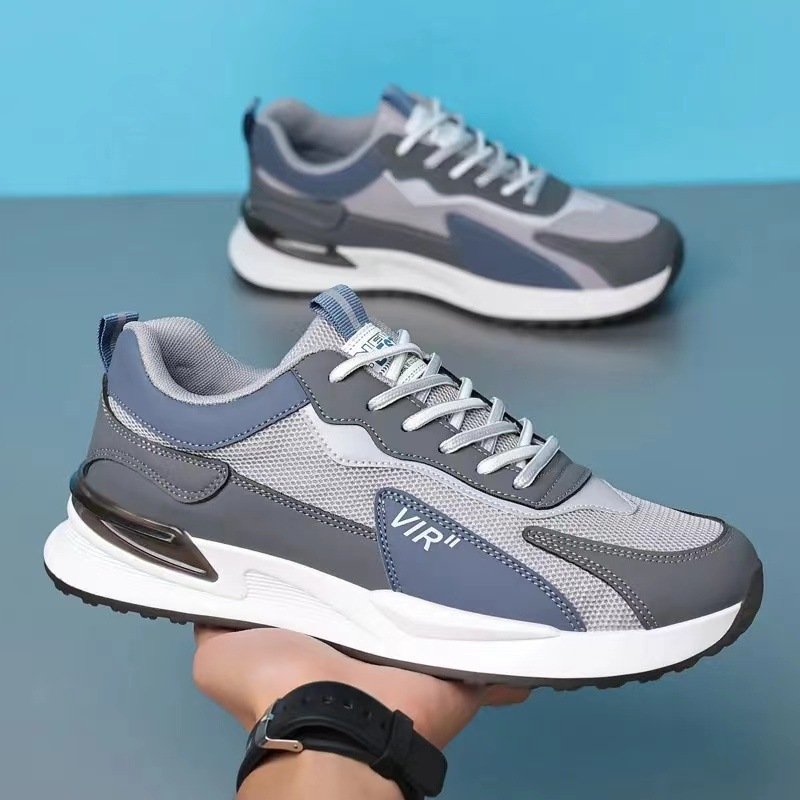 Men's Color Block Mesh Shoes Fashion Casual Lace-up Sneakers Outdoor Breathable Running Sports Shoes - Image 8