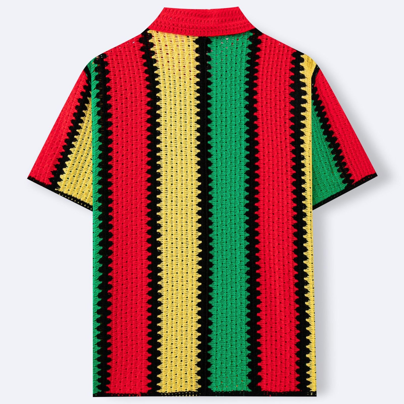 Summer Contrasting-Color Striped Hollow-Out Knit Top - Image 4