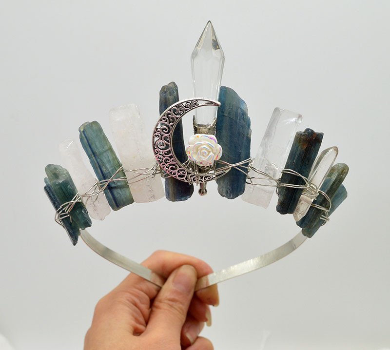 Natural Crystal Column Handmade Crown Hair Accessories - Image 9