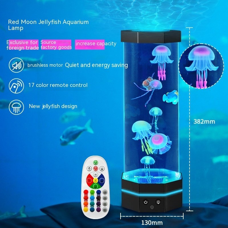Jellyfish Lava Lamp 17 Colors Changing 15inch Jellyfish Lamp With Remote Control USB Plug-in Bubble Fish Lamp Kids Night Light Creative Projector Lamp Home Decor - Image 5