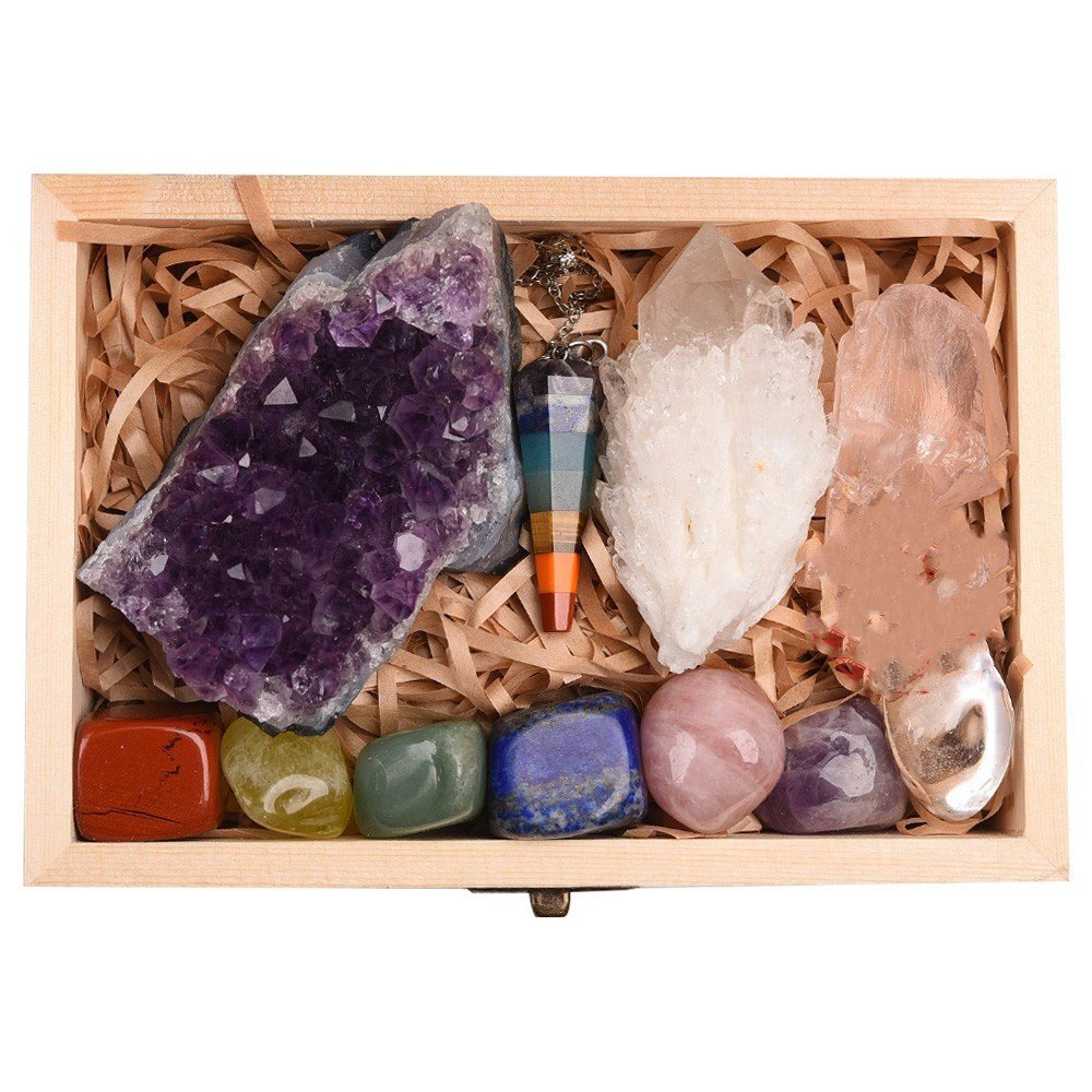 Natural Crystal Original Stone Gift Box Seven Color Gem Amethyst Block - Image 3