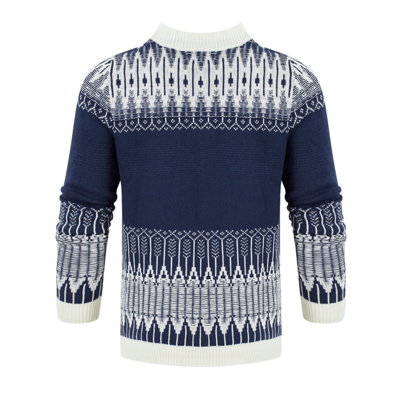 Men's Crewneck Pullover Sweater Unisex Fair Isle Long Sleeve Knitted Sweater - Image 6