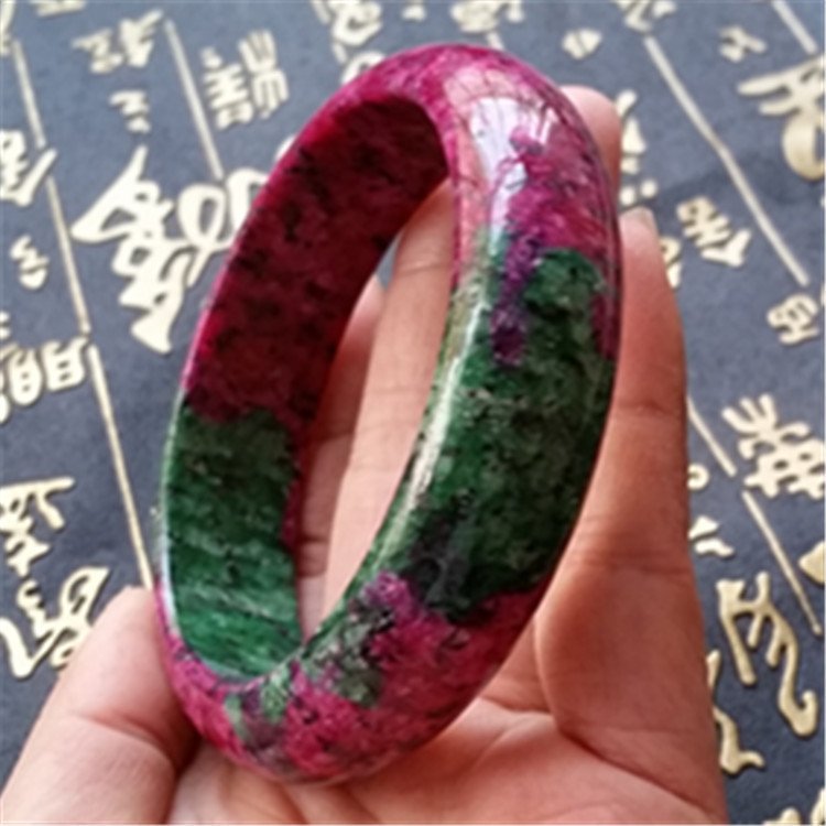 Jade Peach Blossom Jade Seiko Polished Plum Blossom Jade Red And Green Treasure Peach Blossom Jade Bracelet - Image 7